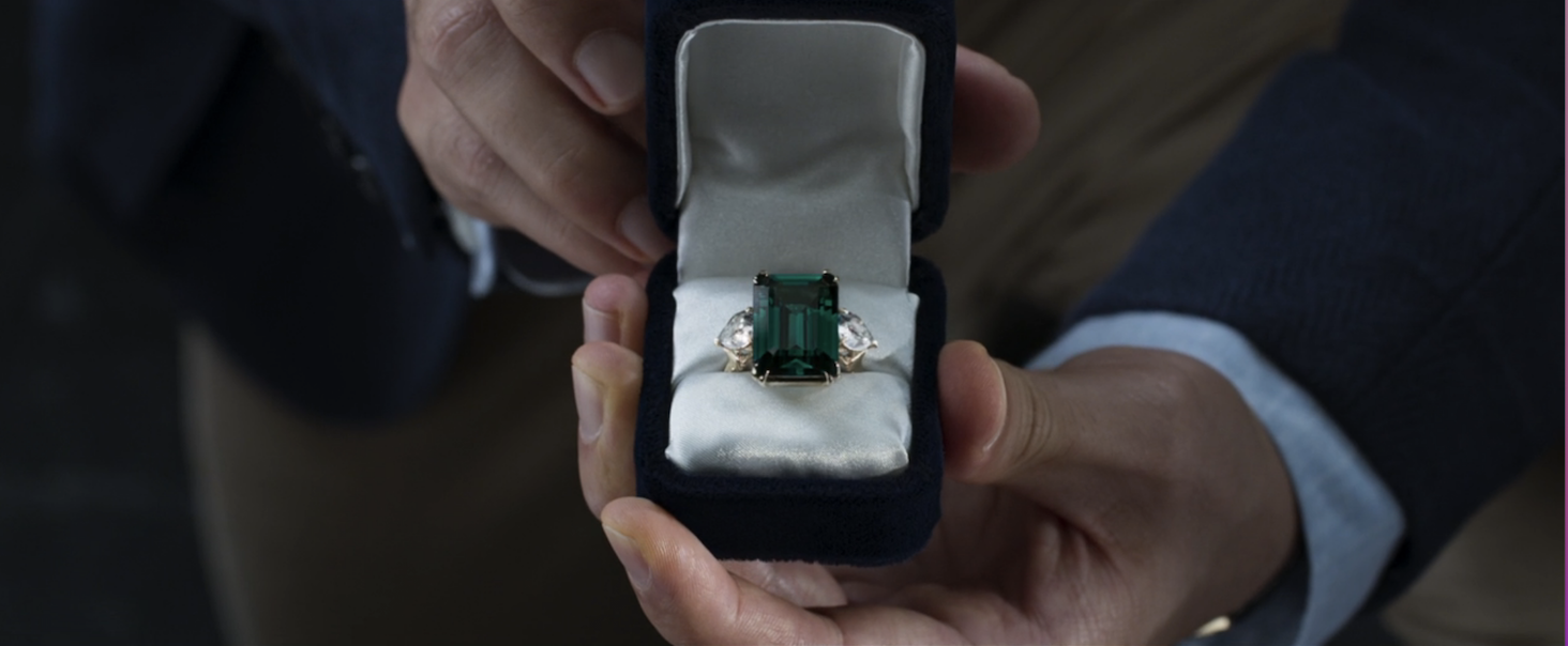 A large emerald-cut emerald ring