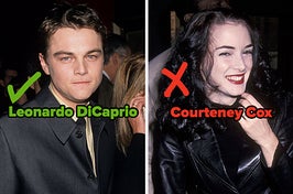On the left, Leonardo DiCaprio correctly identified as Leonardo DiCaprio, and on the right, Winona Ryder incorrectly identified asCourteney Cox