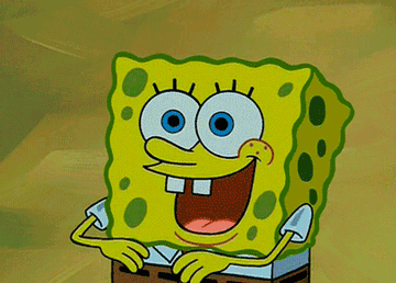 gif of spongebob making a rainbow with his hands