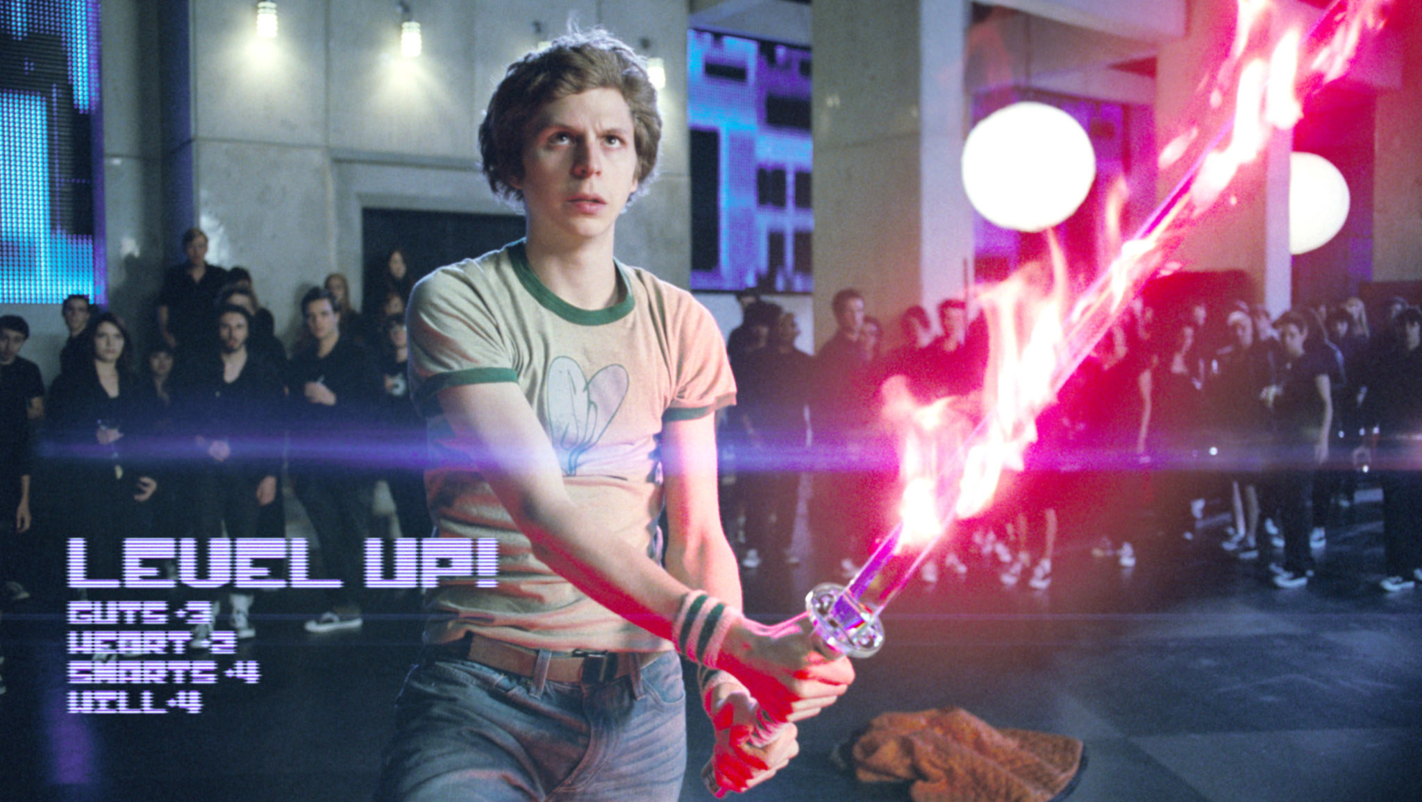 Scott (Michael) holding a burning sword