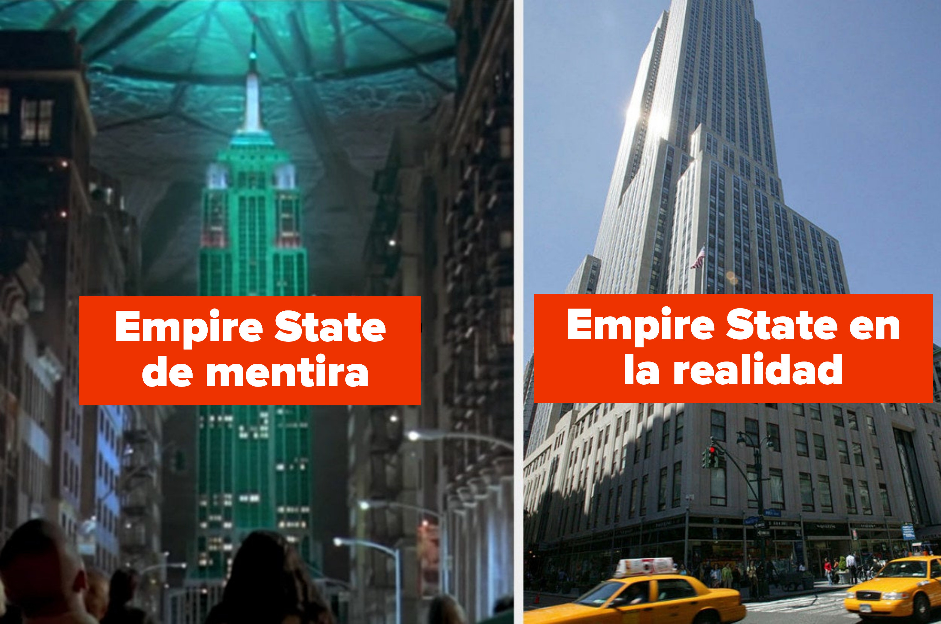 fictional empire state and the real view of the building