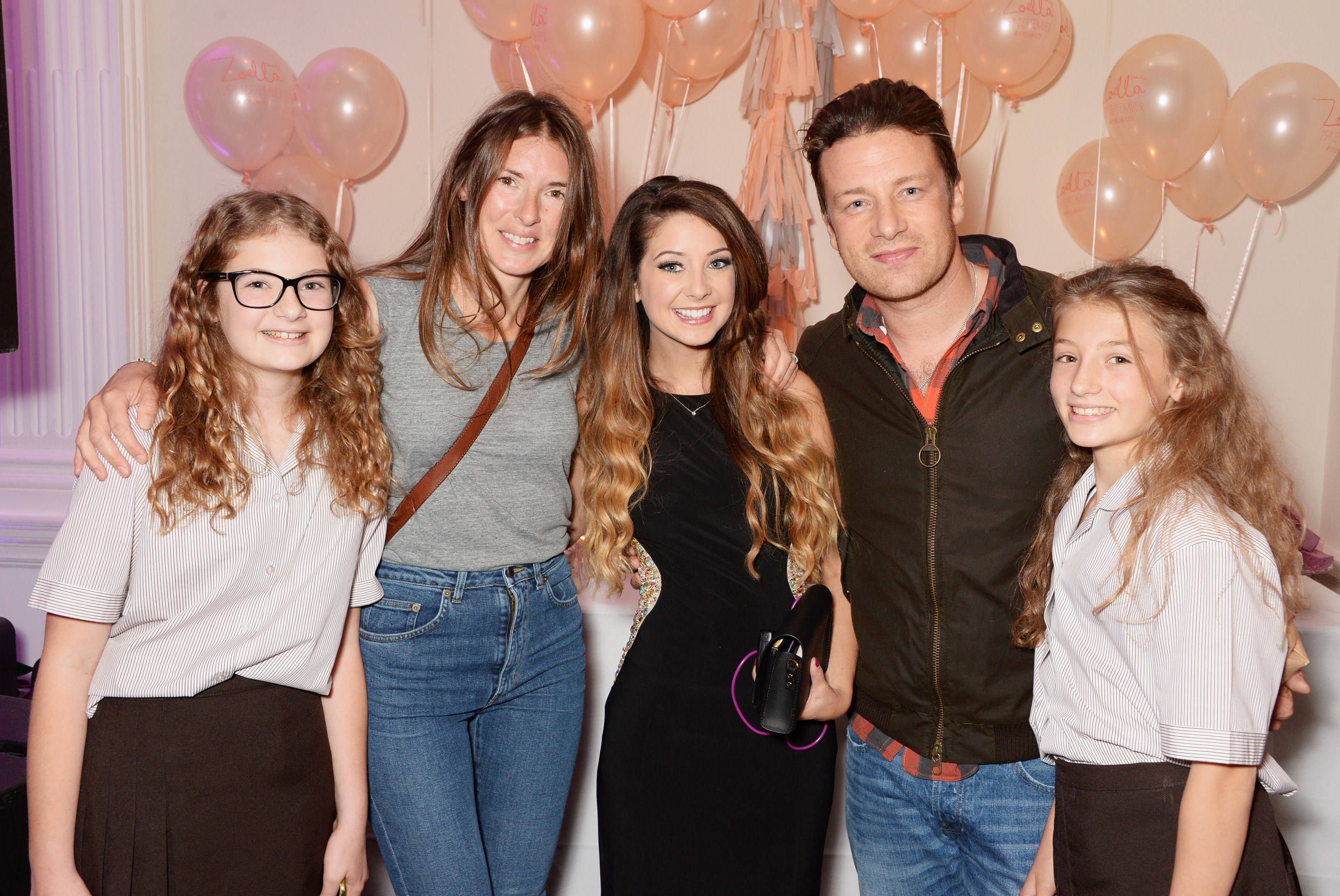 Poppy Oliver, Jools Oliver, Zoe Sugg, Jamie Oliver and Daisy Oliver attend YouTube phenomenon Zoe Sugg&#x27;s (Zoella) launch of her debut beauty collection