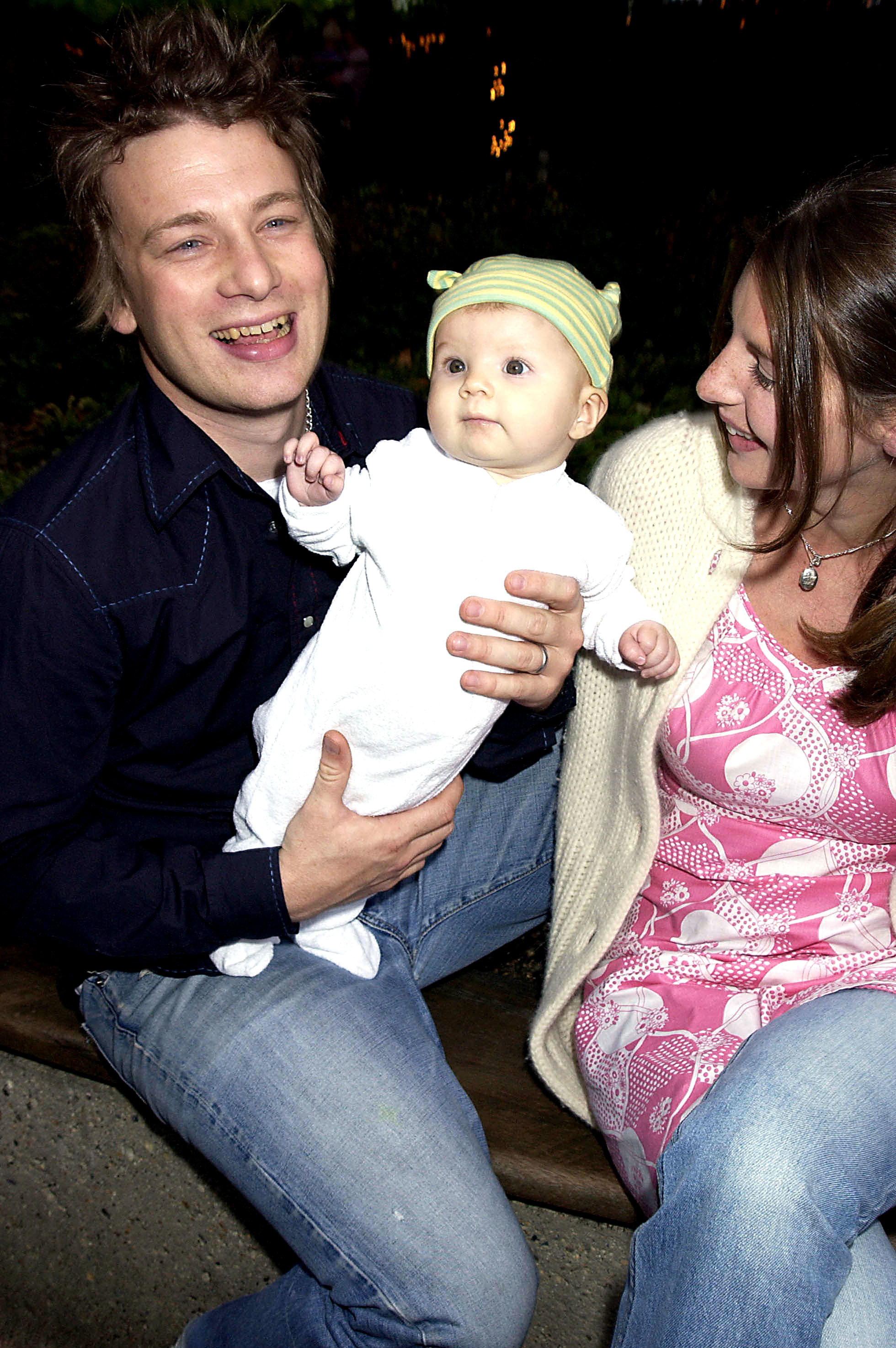 Jamie Oliver With Poppy And His Wife Jules at London Fashion Week in 2002