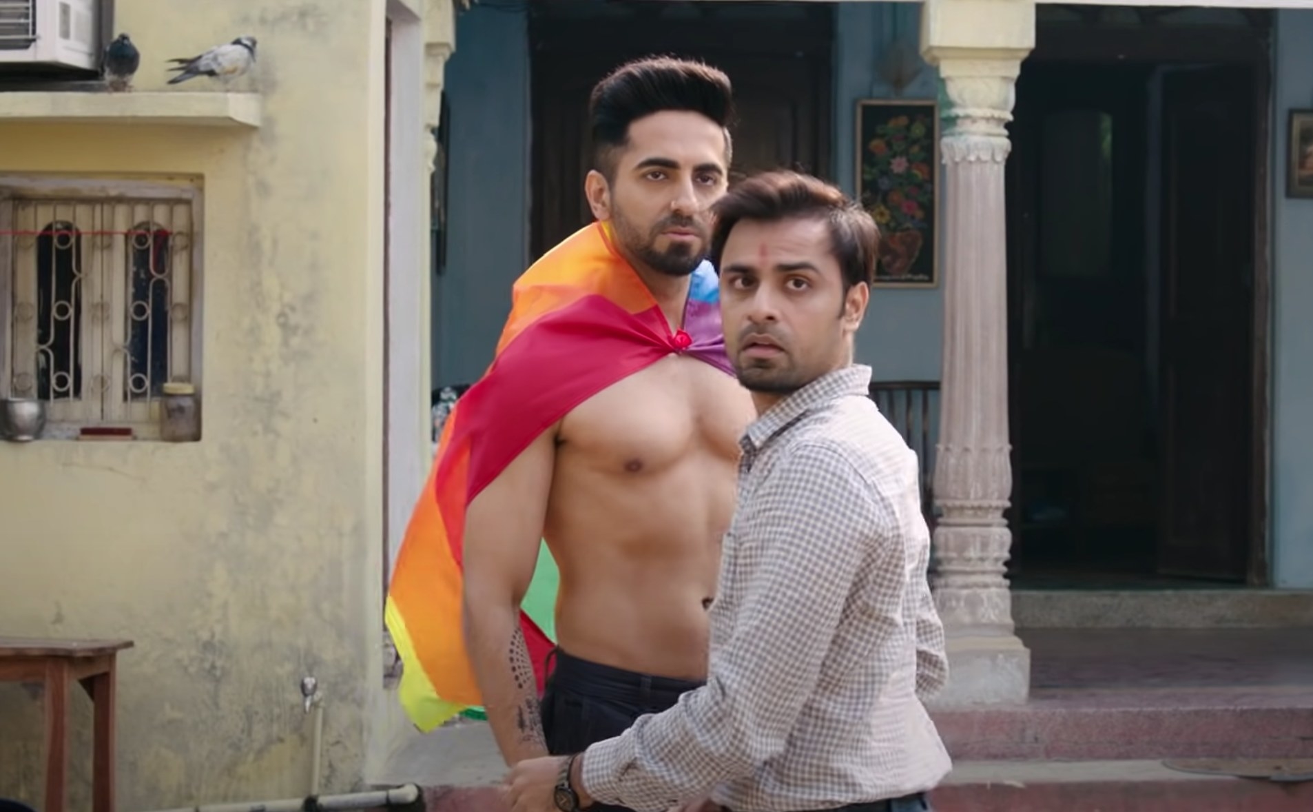 Ayushmann and Jeetu in a still from the film