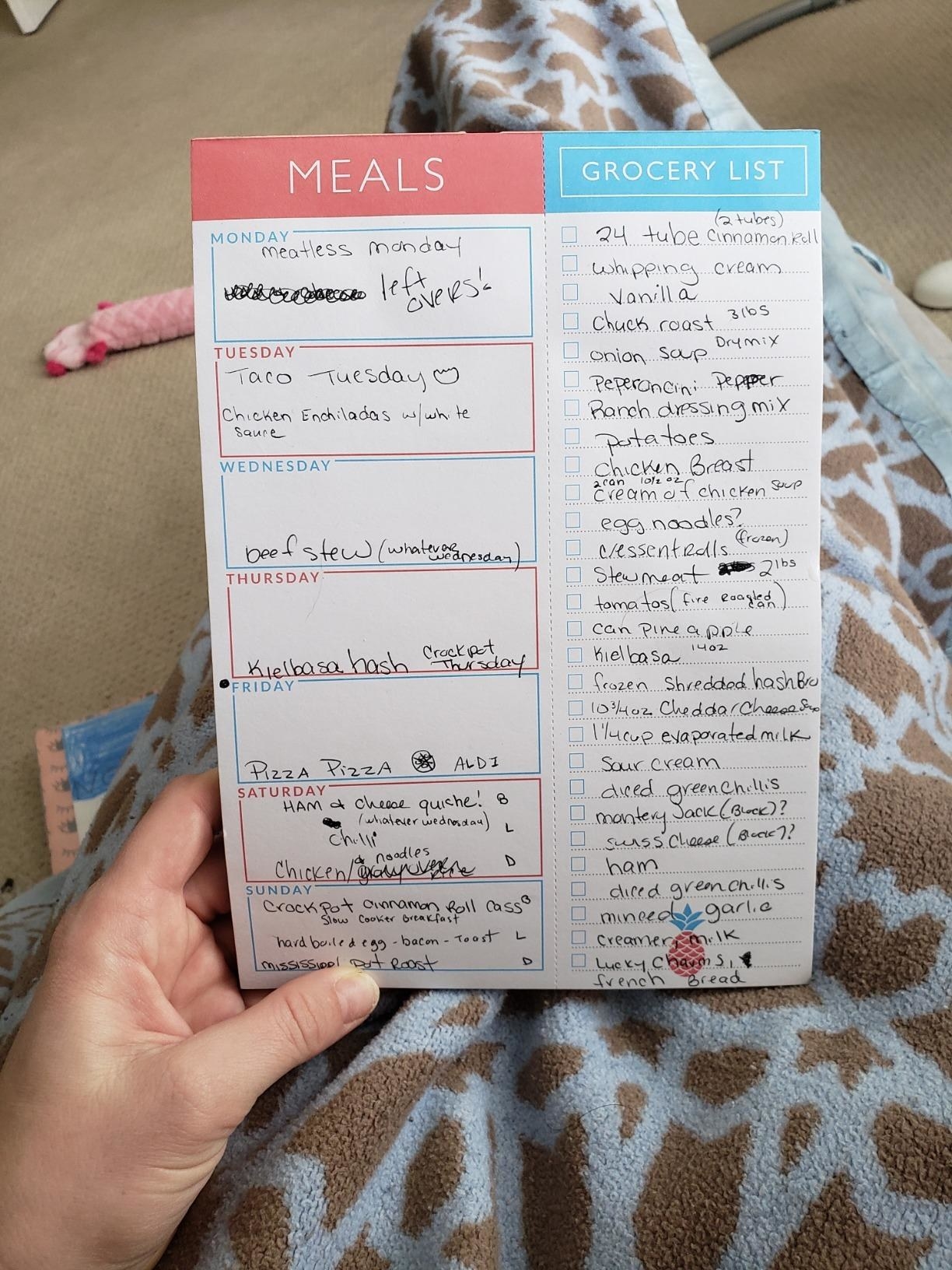 Reviewer&#x27;s photo of the meal planner pad