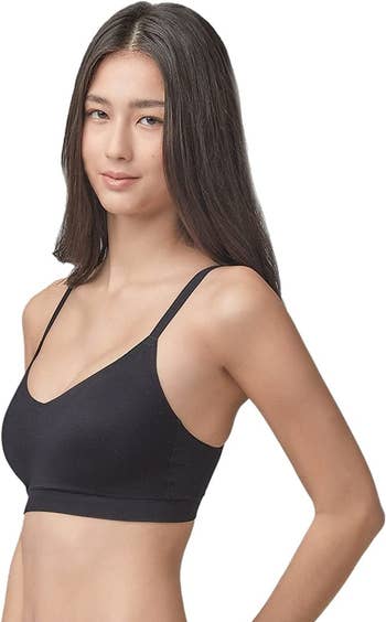 A model wearing the bra in black
