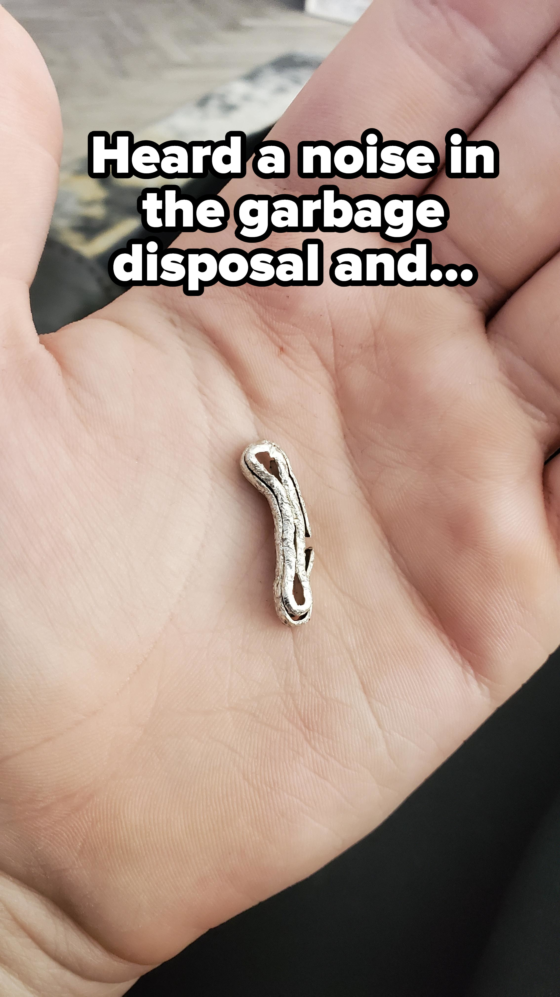 Flattened ring that fell in a garbage disposal