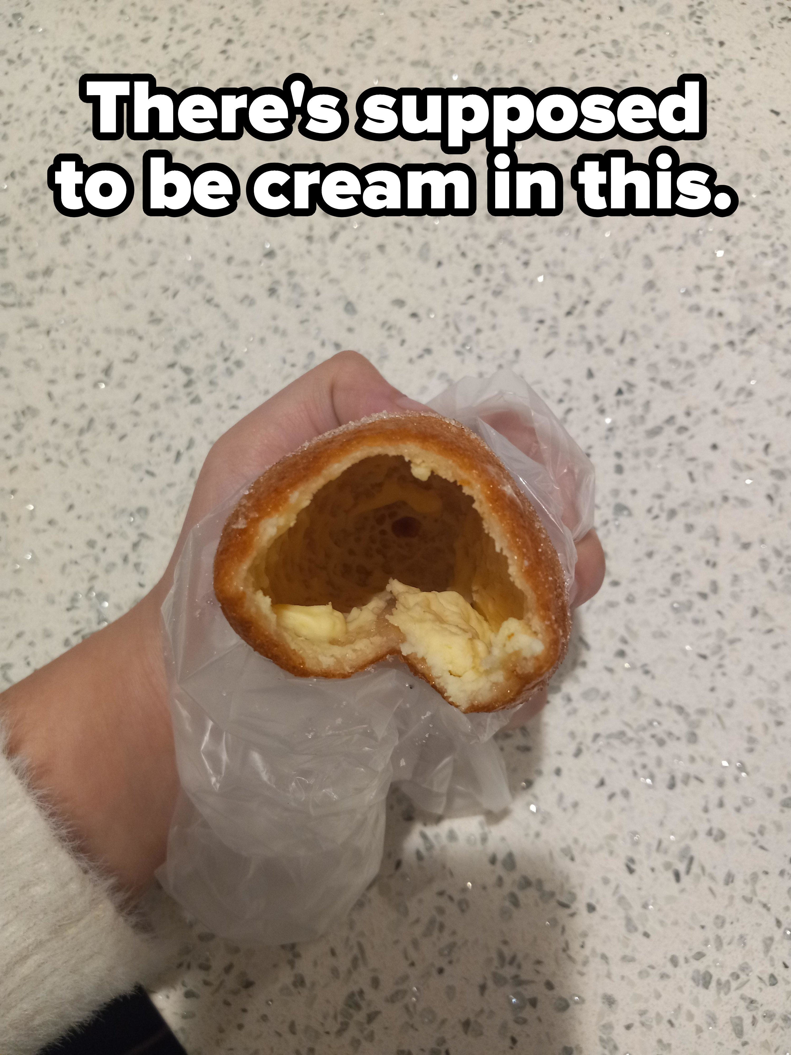Cream-filled donut without any cream