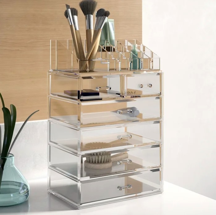 Image of makeup in clear organizer