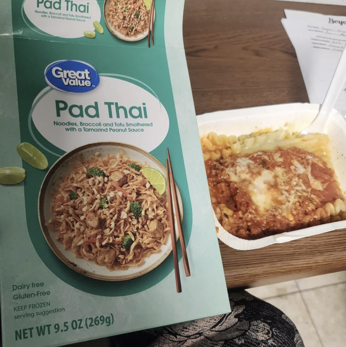 Lasagna in a pad Thai box