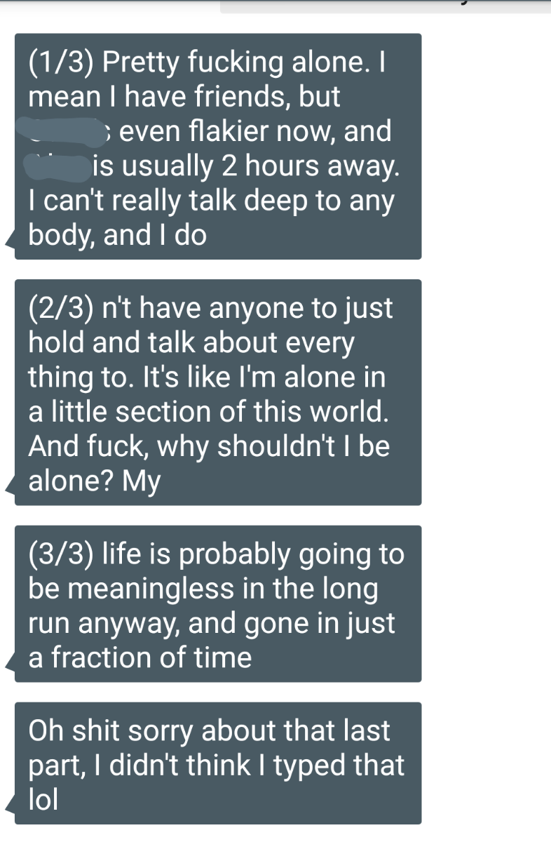 ex sending mulitple messages about them being lonely and then saying they didn&#x27;t mean to send it