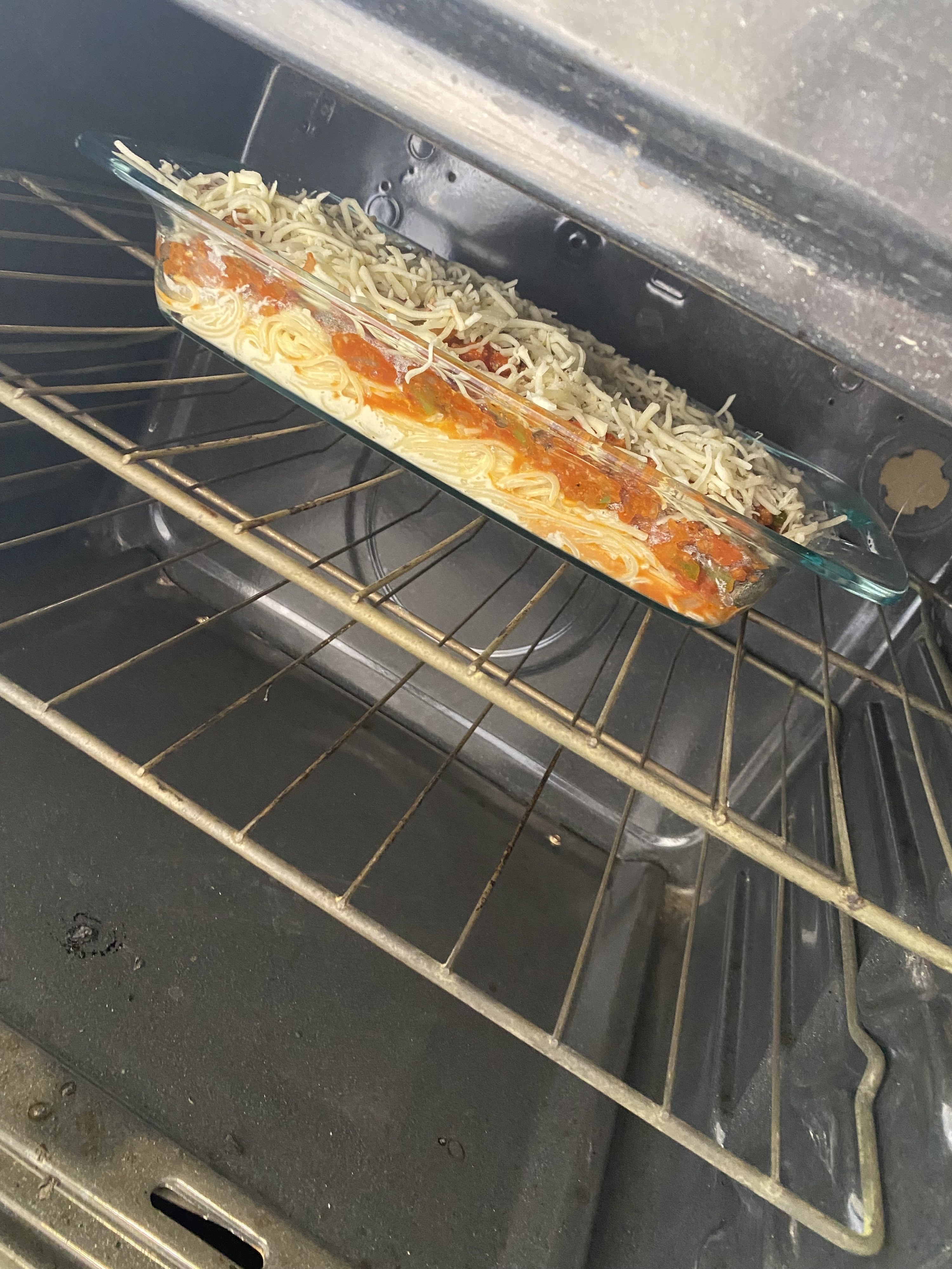 the pasta in the oven