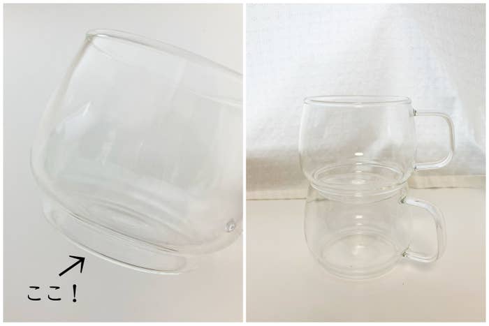 DAISO(ダイソー)の高見えマグカップ「スタッキング耐熱ガラスマグカップ(底スタッキング、400mL)」