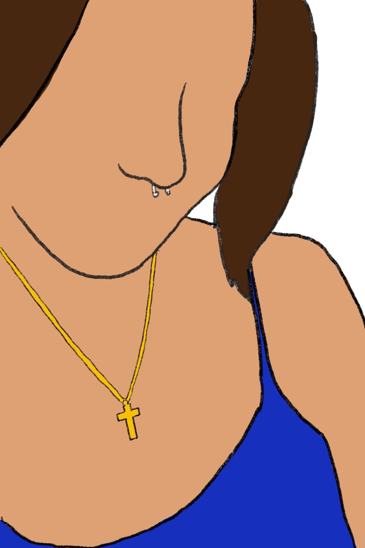 person with a cross necklace