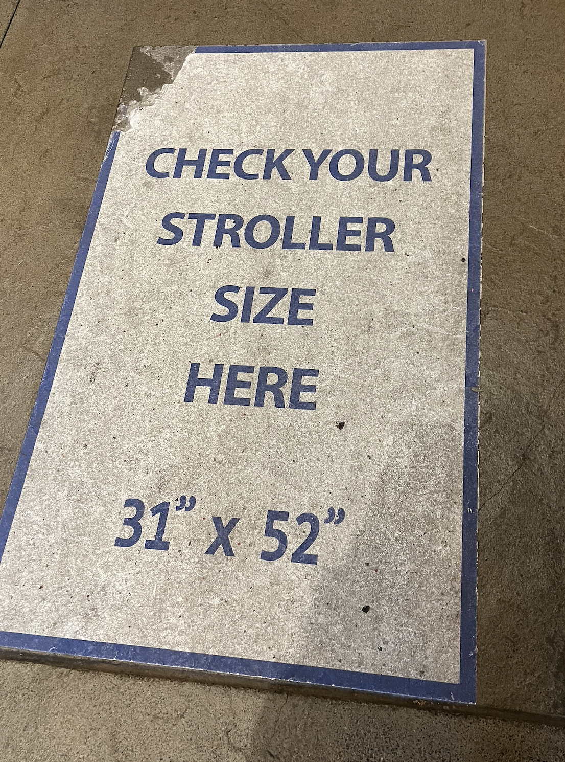 A photo of measurements of how big a stroller can be for Disneyland.