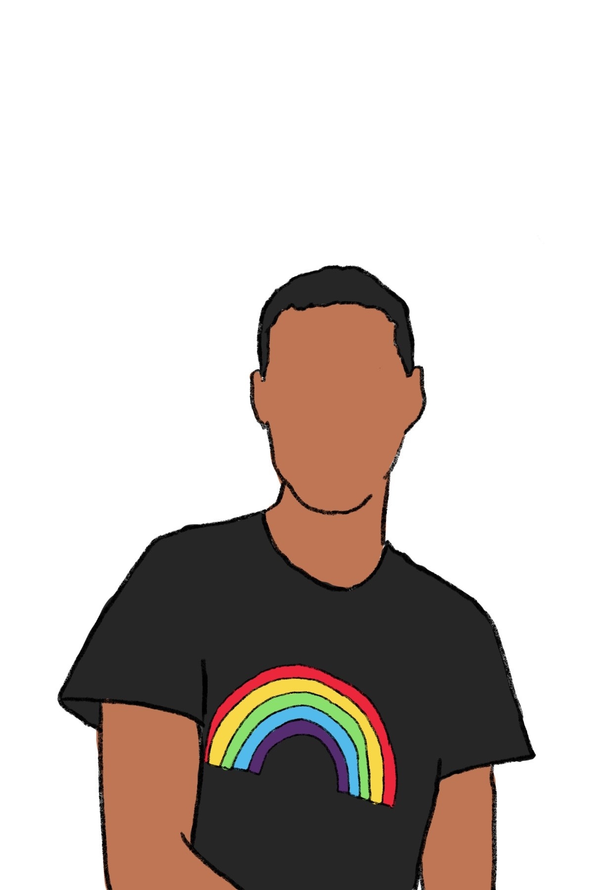 person with a rainbow shirt