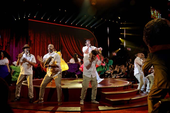 bad bunny performing on stage