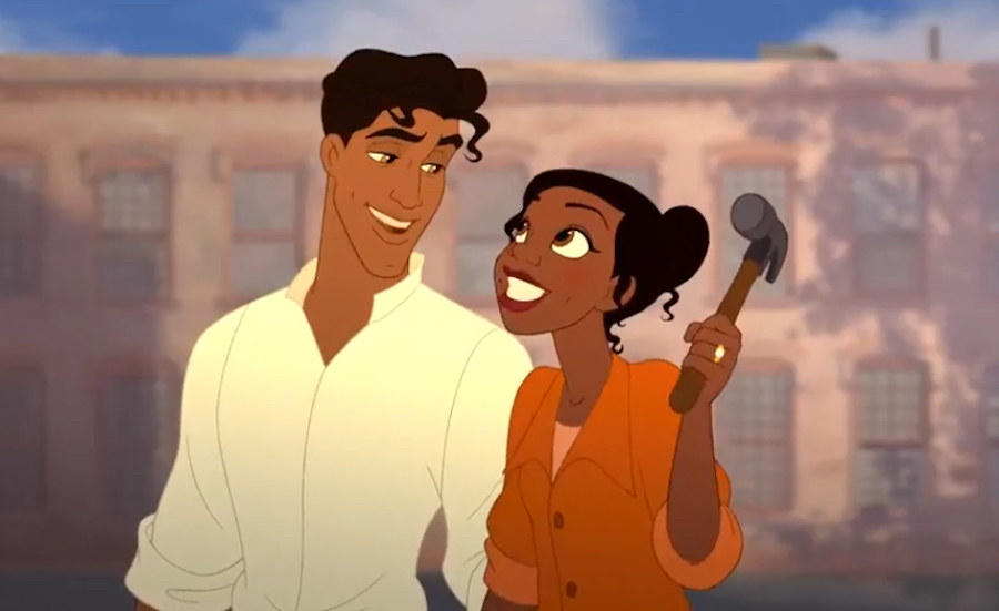 Prince Naveen and Tiana look into one another&#x27;s eyes.