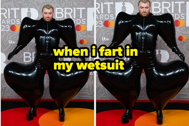 "Me When I Fart In My Wetsuit": Sam Smith's Inflatable Outfit At The BRIT Awards Is Now A Hilarious Meme