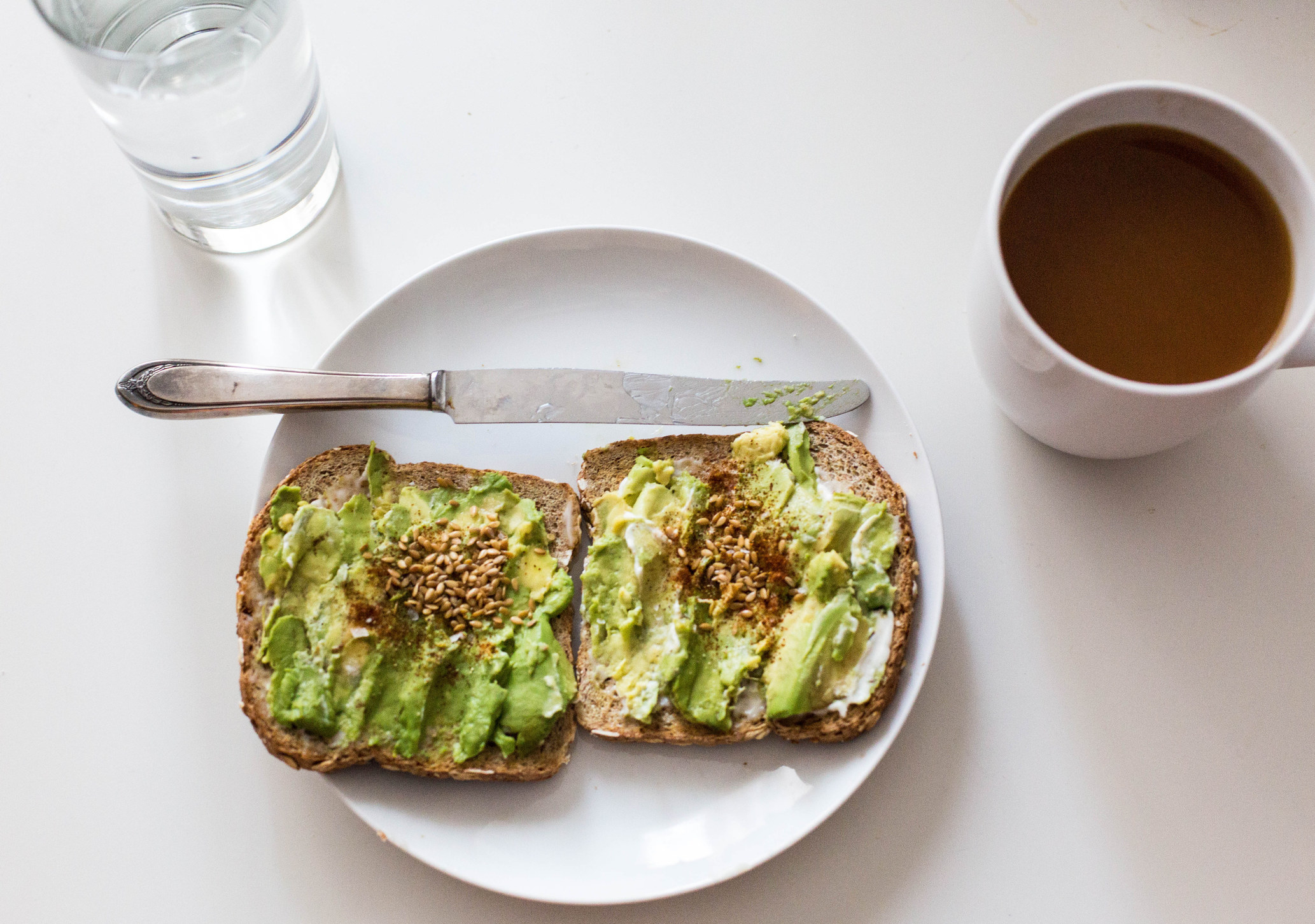 Avocado toast and coffee.