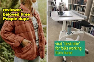 free people jacket and desk bike 