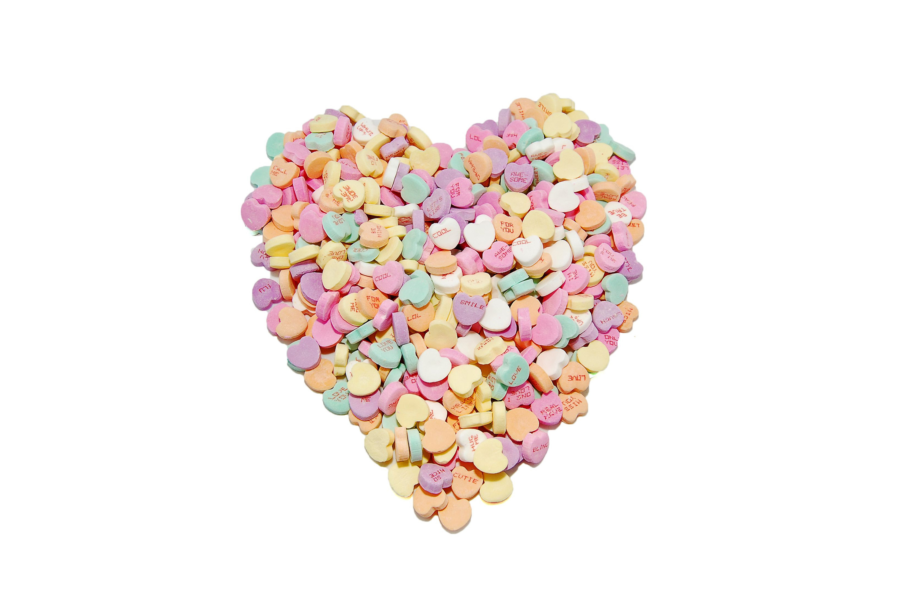 Candy hearts in the shape of a heart