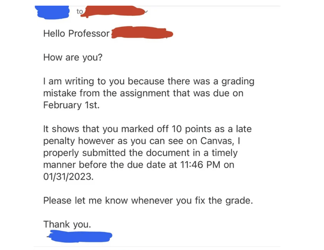 turning in assignments late in college reddit