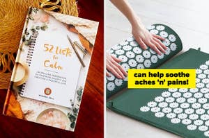 A calm journal and an accupressure mat