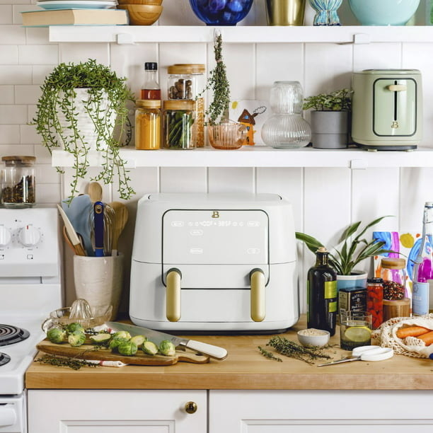 a photo of the air fryer on a kitchen counter