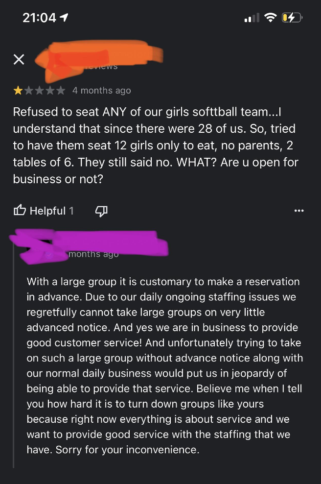 &quot;With a large group it is customary to make a reservation in advance.&quot;