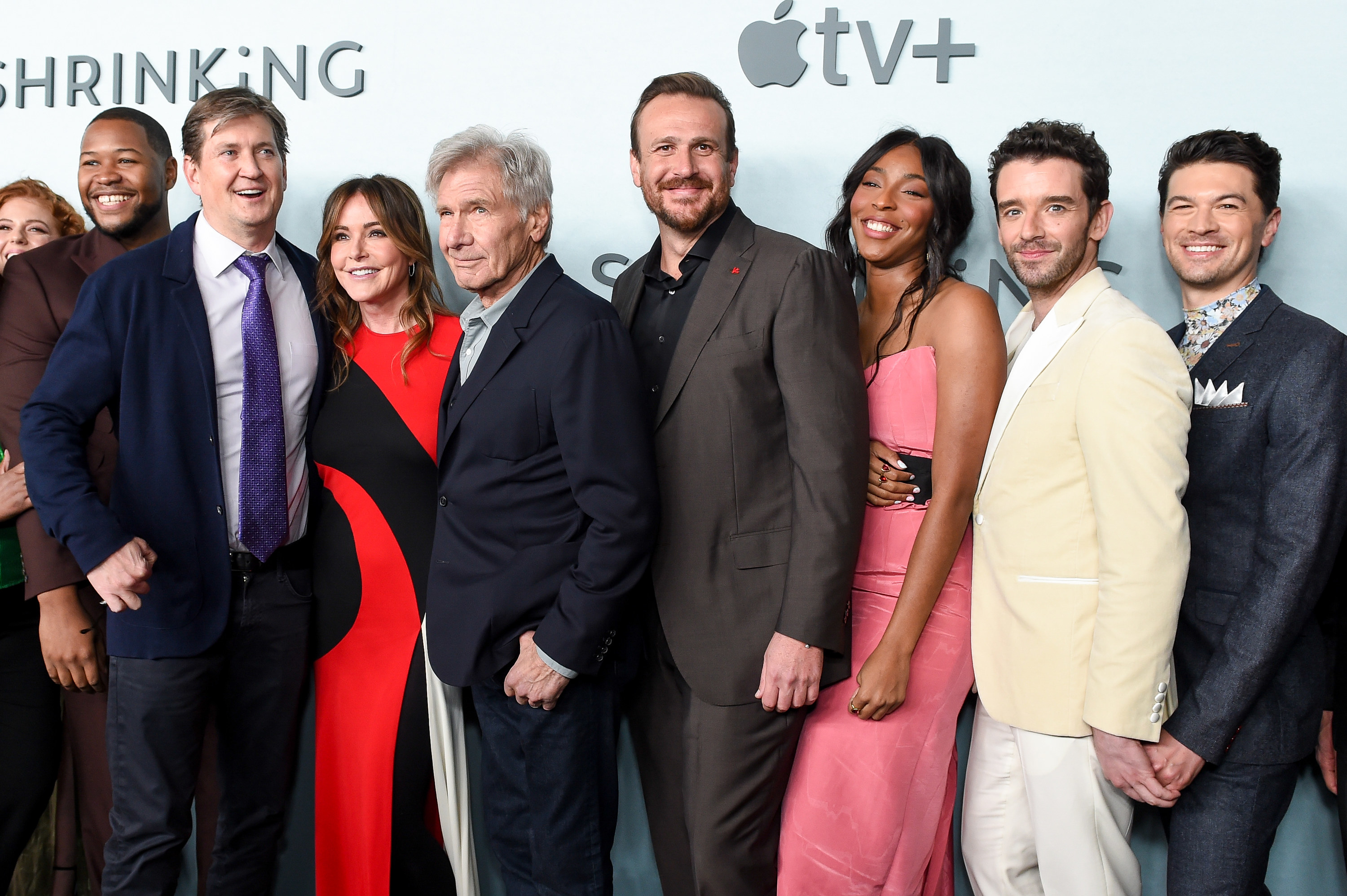 Luke Tennie, Bill Lawrence, Christa Miller, Harrison Ford, Jason Segel, Jessia Williams Michael Urie and Devin Kawaoka at the premiere of Apple&#x27;s &quot;Shrinking&quot; held at Directors Guild of America on January 26, 2023 in Los Angeles, California