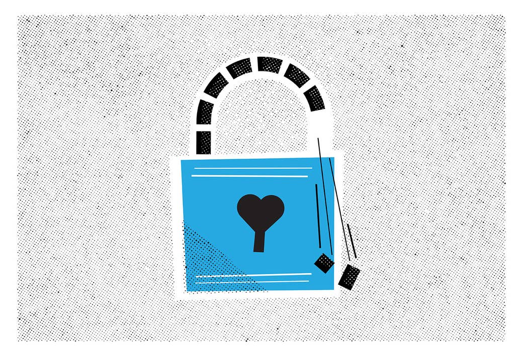 Illustration of a lock with a heart-shaped hole