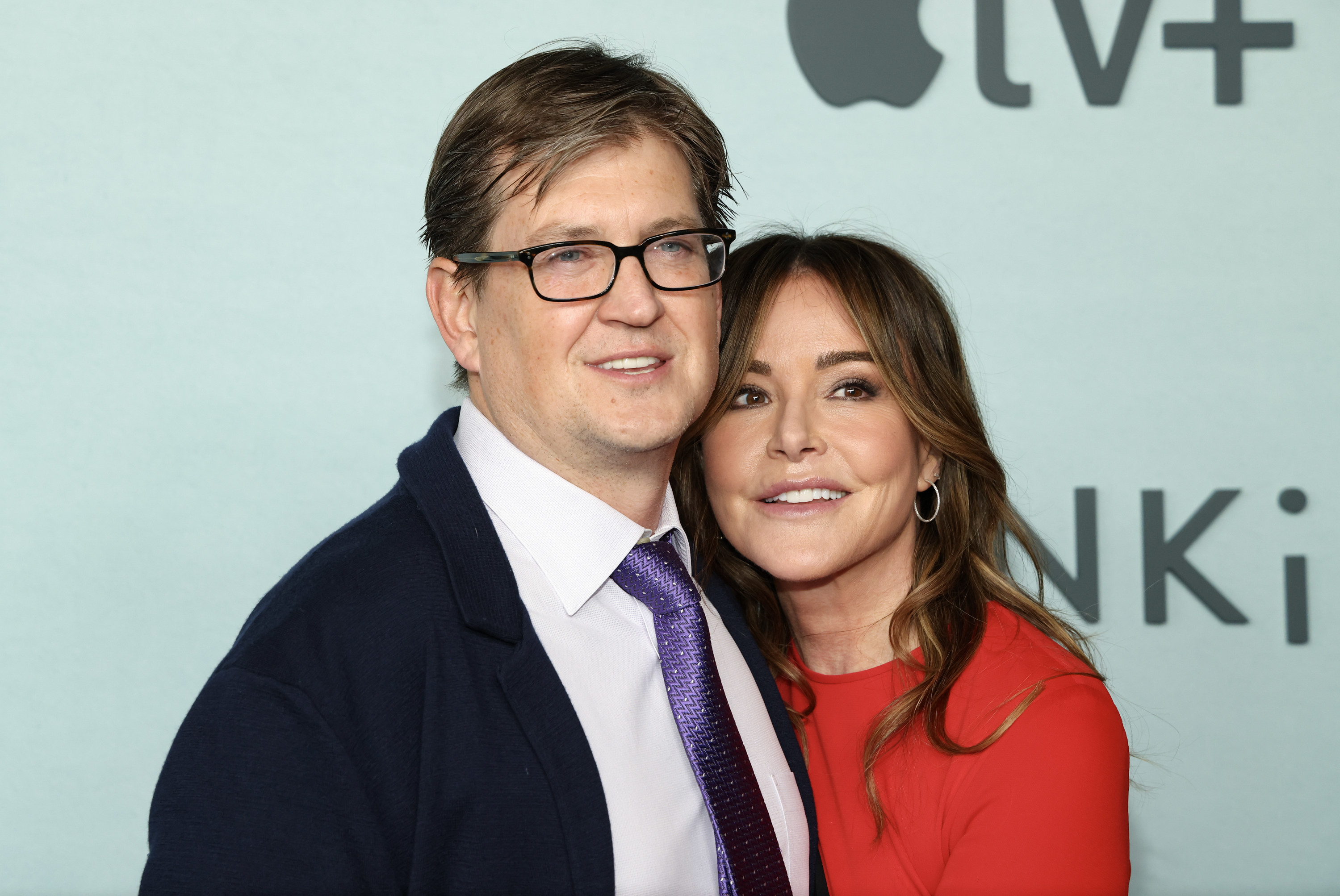 Bill Lawrence and Christa Miller attend the premiere of Apple TV+&#x27;s &quot;Shrinking&quot; at Directors Guild of America on January 26, 2023 in Los Angeles, California
