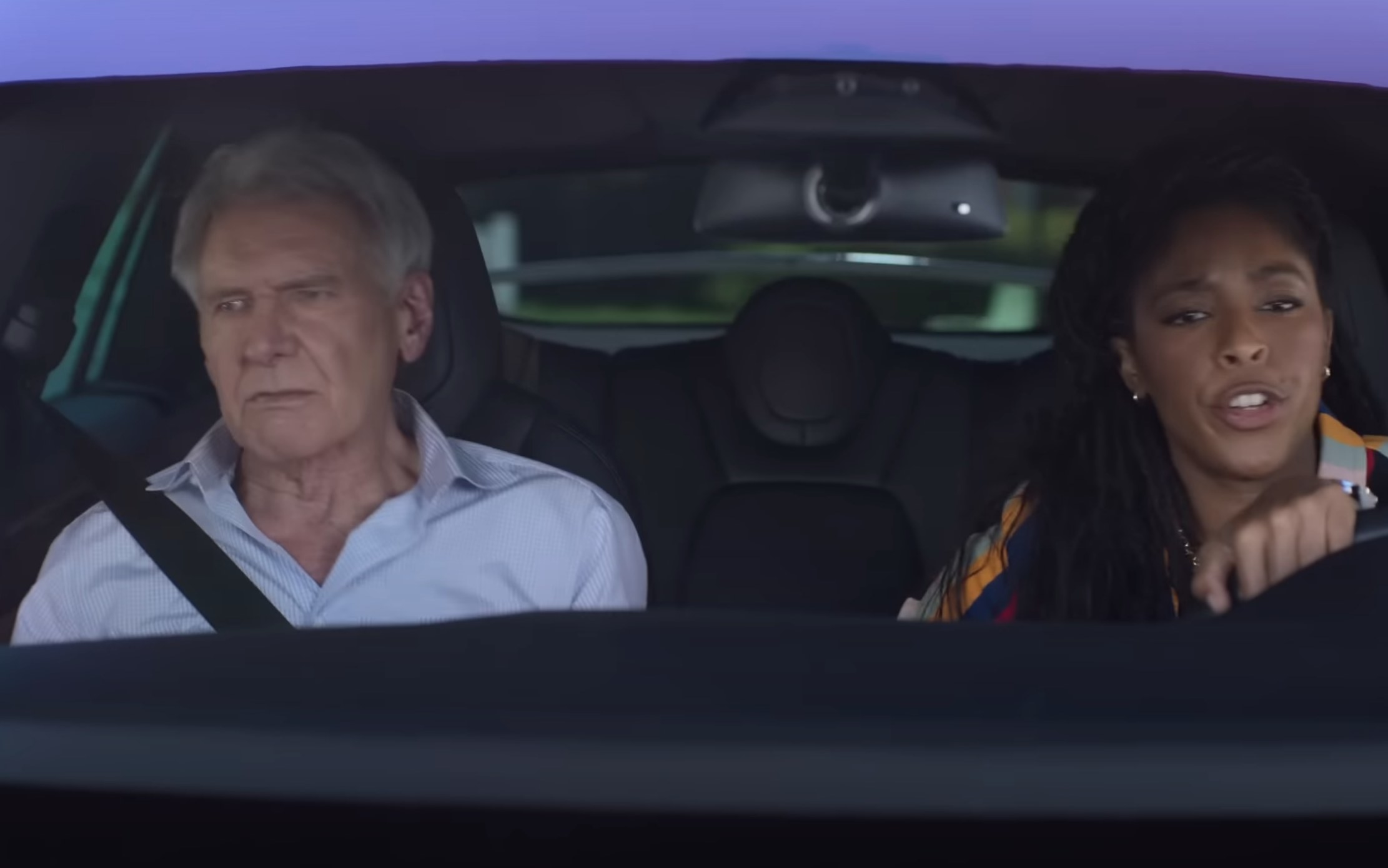 Harrison Ford and Jessica Williams as Paul and Gabby carpool to work in &quot;Shrinking&#x27;