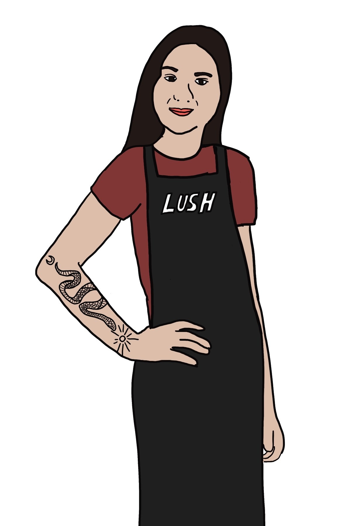 Lush employee with snake tattoo