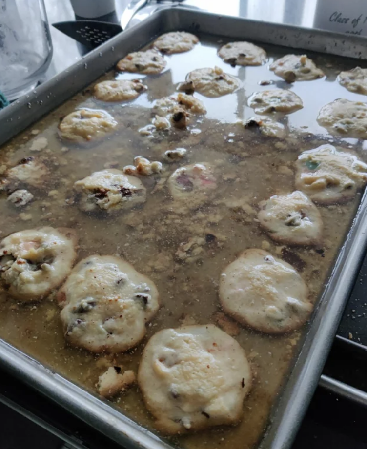 Cookies that appear to be drenched in liquid
