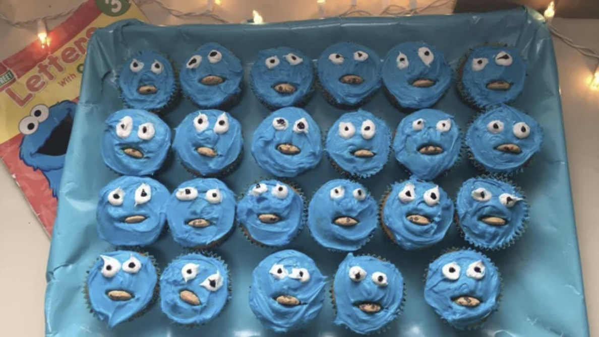 Cookie monster cupcakes