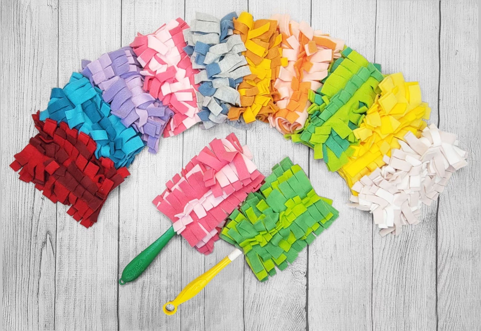 colorful reusable duster heads made for Swiffers