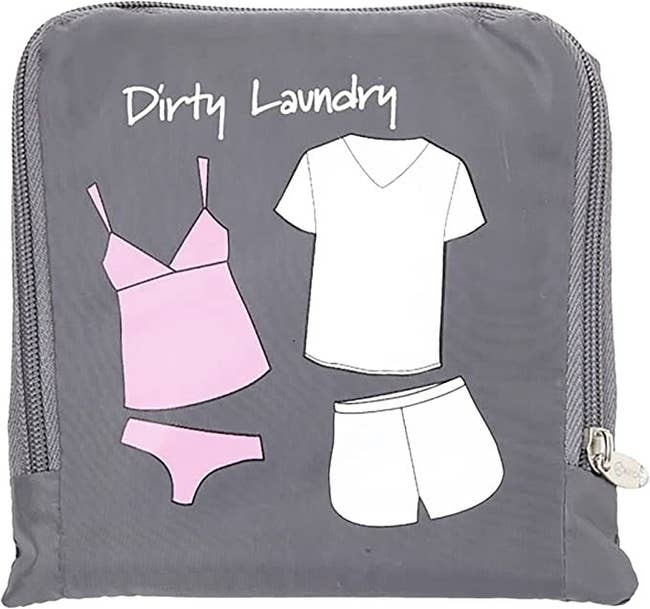 grey dirty laundry bag