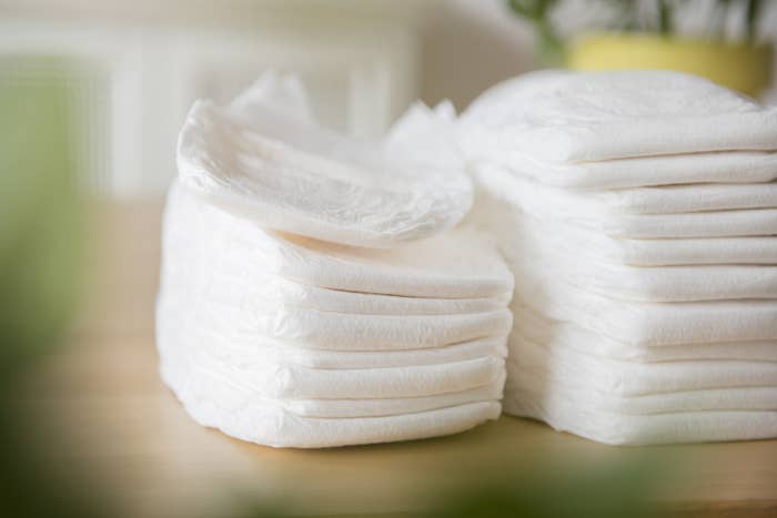 a stack of diapers