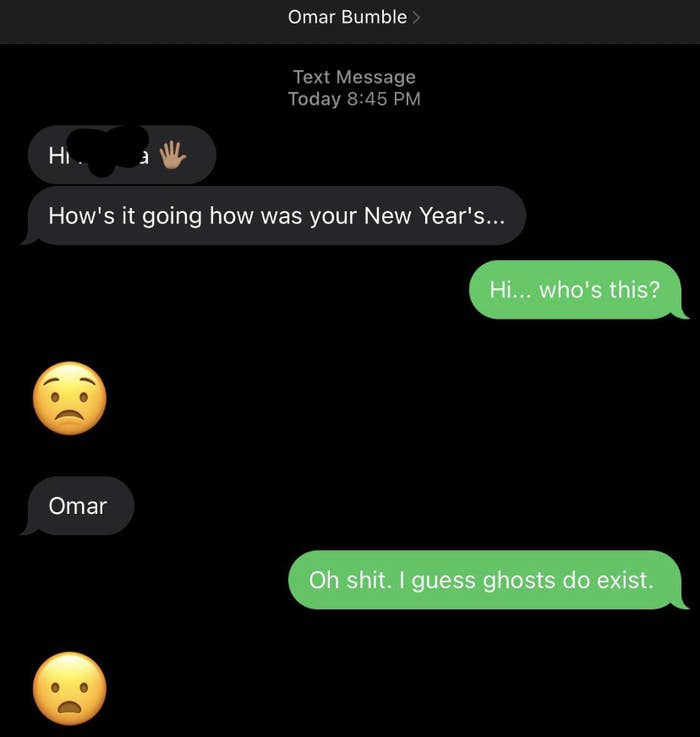 Screenshot of a text exchange