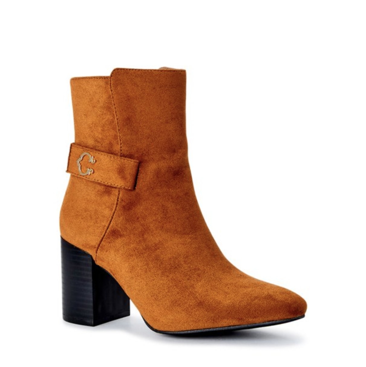 An orange heeled boot