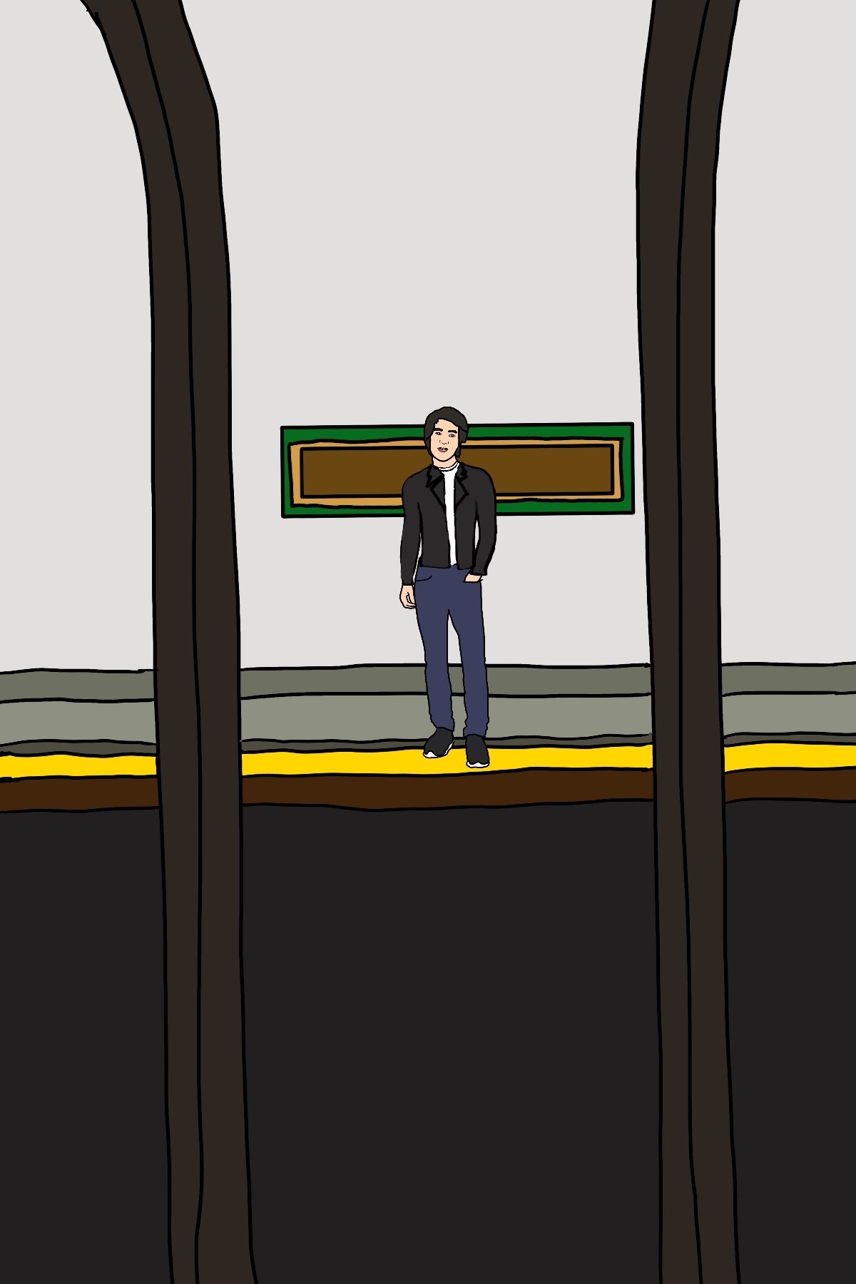 standing on the opposite subway platform
