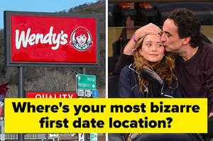 A split thumbnail, with two images; one showing Mary Kate Olsen being kissed awkwardly by Sarkozy and one showing the diner Wendy's