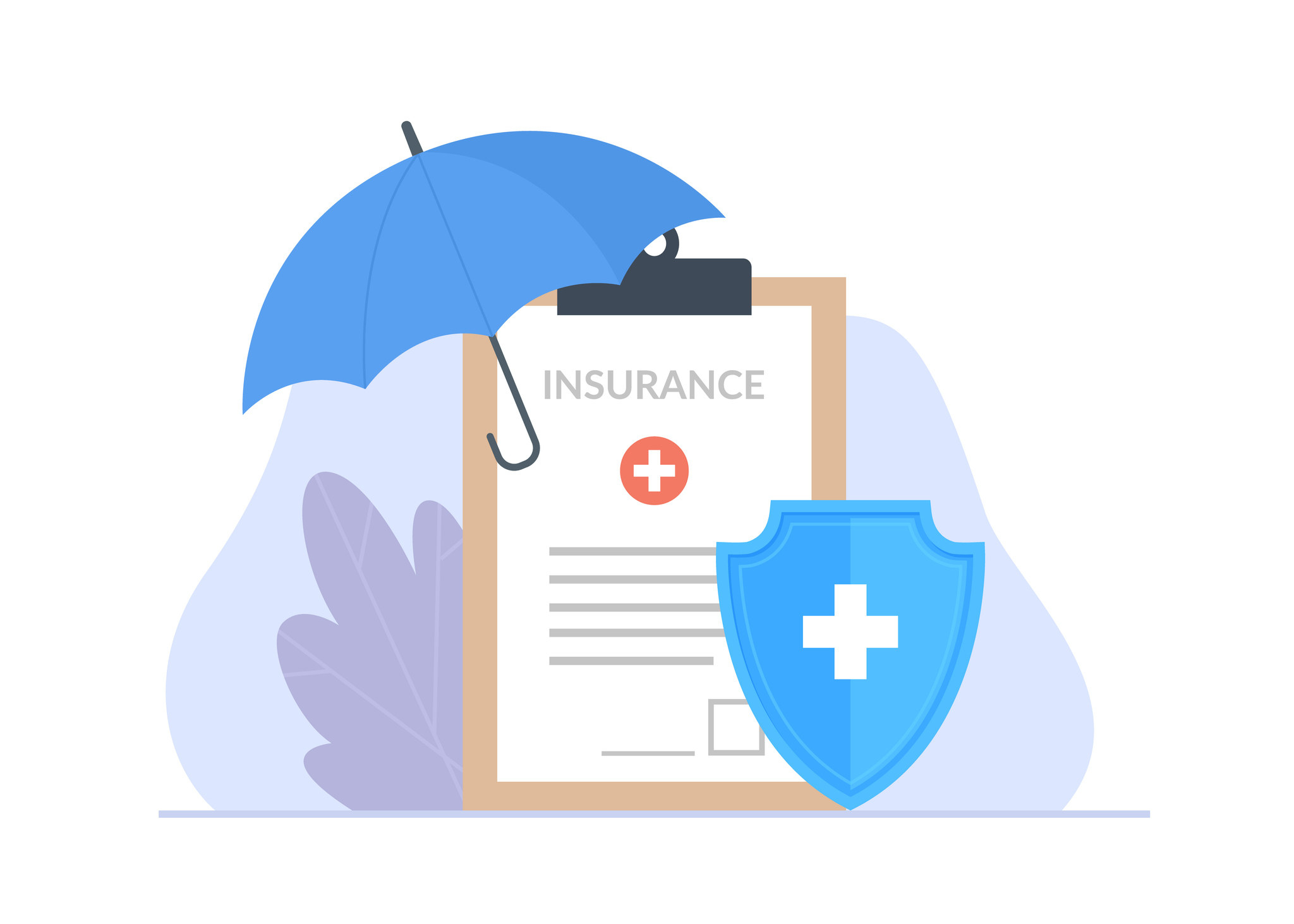 An insurance logo and an open umbrella