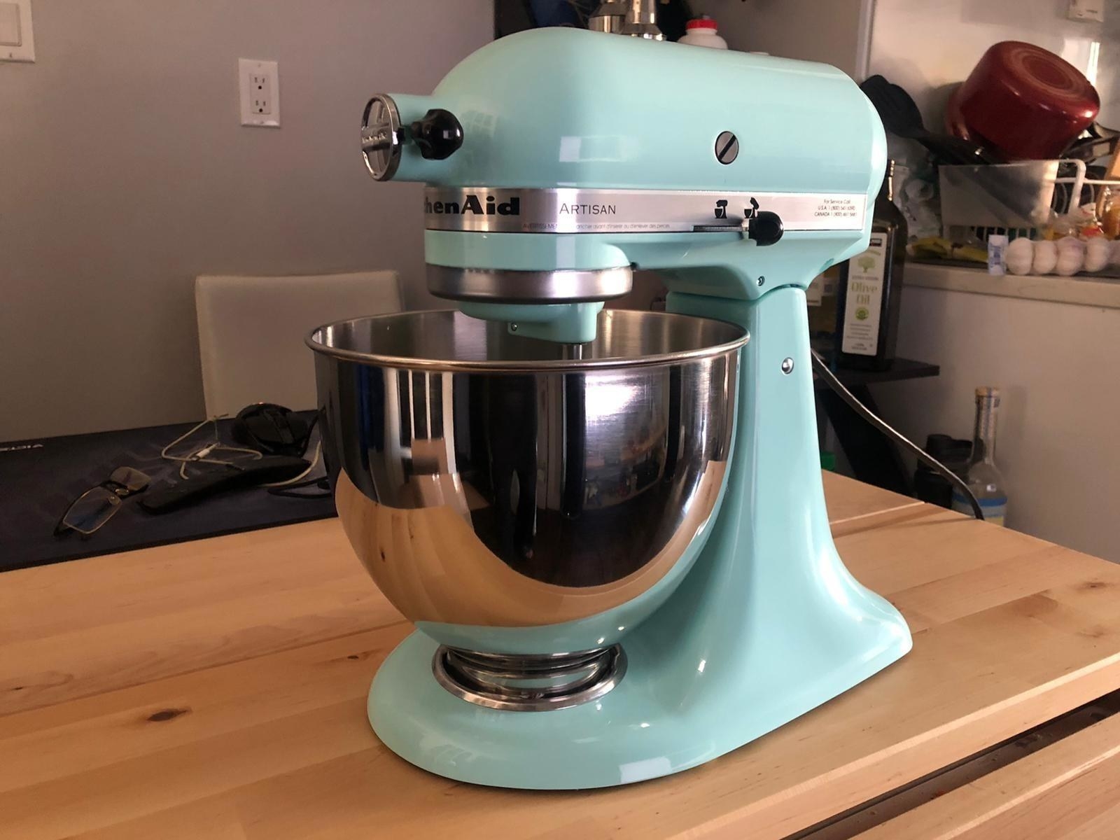 Reviewer&#x27;s photo of the stand mixer in the color Ice