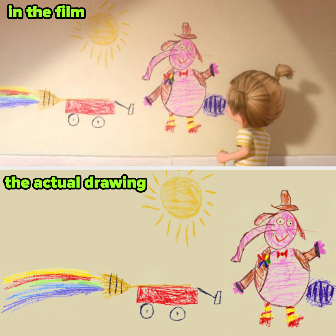 The real drawing and the drawing in the film