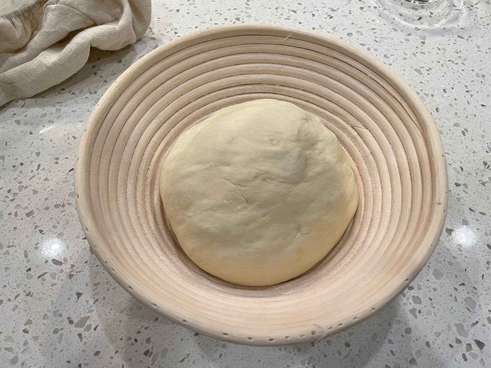 Reviewer image of bread dough in their proofing bowl