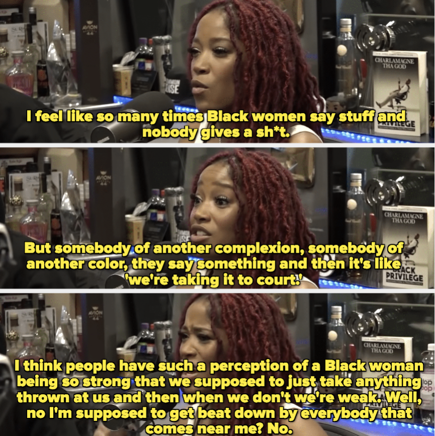 Keke Palmer discussing racial inequalities regarding Black women on The Breakfast Club