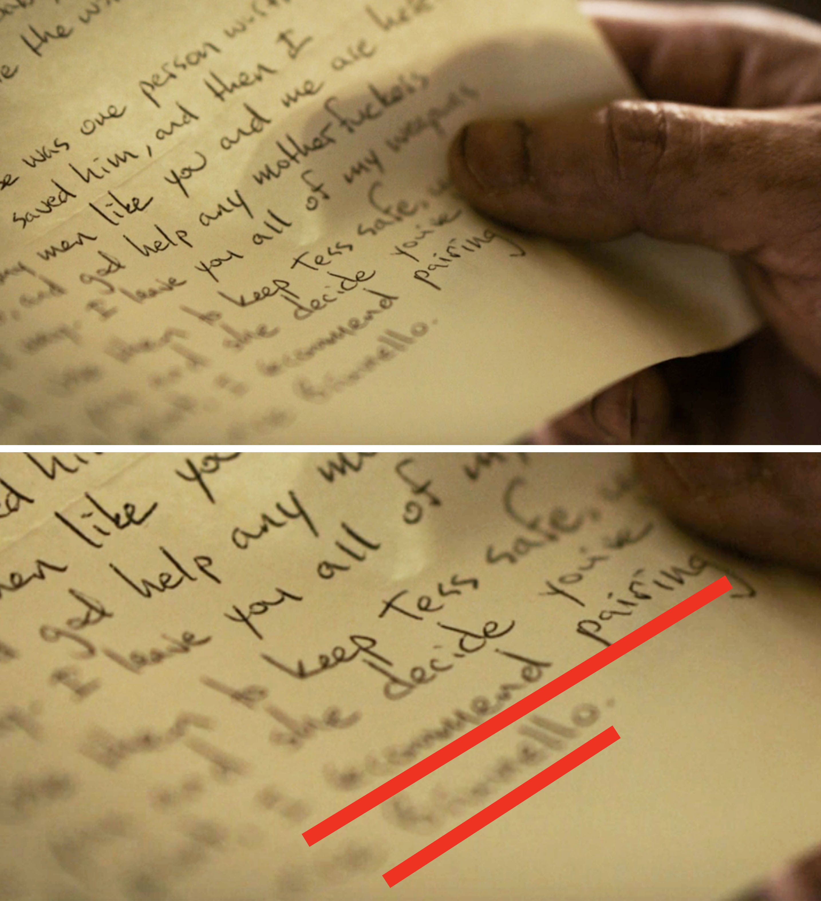 A close-up of Bill&#x27;s letter that says, &quot;I recommend pairing&quot;